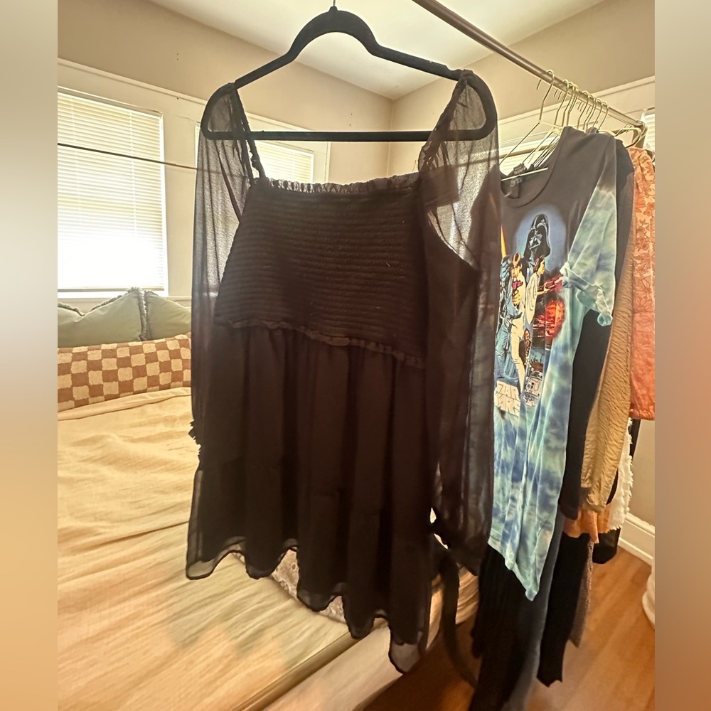 Smocked Black Dress